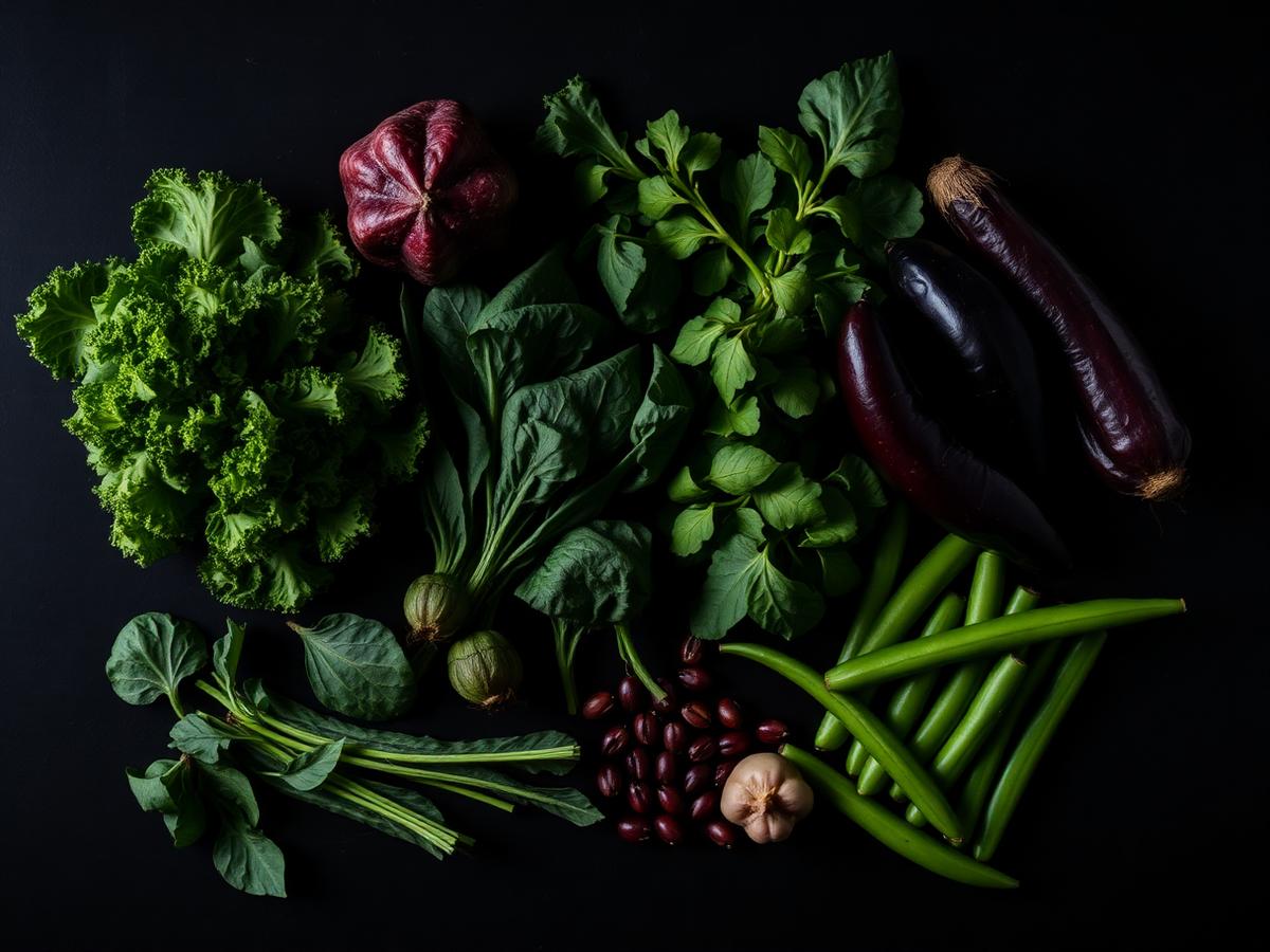 Vegetables on dark background